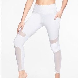 Athleta white mesh panel leggings sz small
